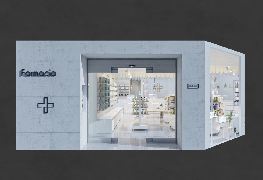 Cajonera para farmacia C03 11 JN Retail Render Farmacia Albox Entrada